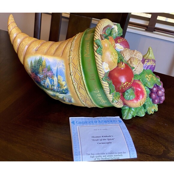 VTG Bradford Exchange Thomas Kinkade’s Fruit of the Spirit Cornucopia WITH COA - Picture 1 of 11